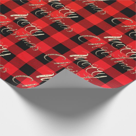 Frohe Weihnachts-Imitate Gold Glitzer Script Buffa Geschenkpapier (Ecke)
