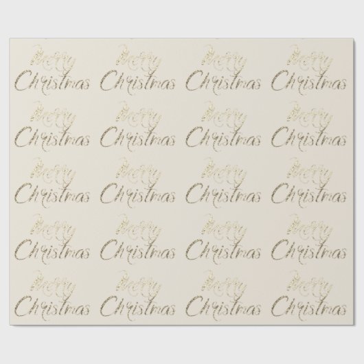 Frohe Weihnachts-Imitate Gold Glitzer Script Elfen Geschenkpapier (Flach)