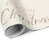 Frohe Weihnachts-Imitate Gold Glitzer Script Elfen Geschenkpapier (Rolleneckpunkt)