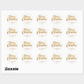 Frohe Weihnachts-Imitate Gold Lässige Script Snowf Runder Aufkleber (Blatt)