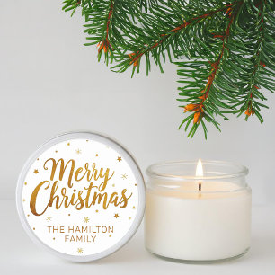 Frohe Weihnachts-Imitate Gold Lässige Script Snowf Runder Aufkleber