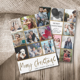 Frohe Weihnachts-Imitate Gold Multi Foto Feiertagskarte