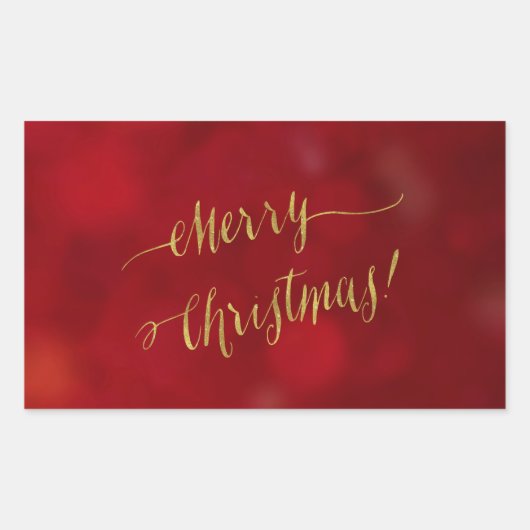 Frohe Weihnachts-Imitate Goldene Foil Holiday Gruß Rechteckiger Aufkleber (Vorderseite)