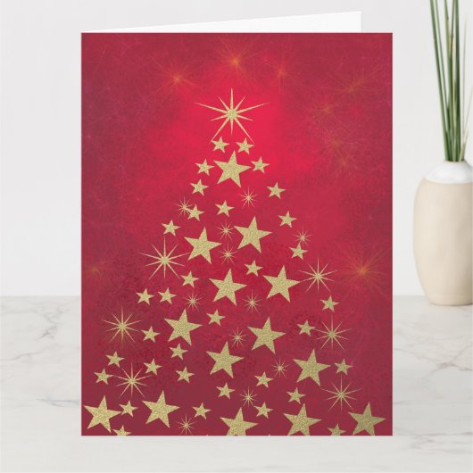 Frohe Weihnachts-Imitate goldene Sterne Weihnachts Karte (Vorderseite)