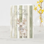 Frohe Weihnachts-Imitate Grüne Holzstreifen Rentie Karte (Gelbe Blume)