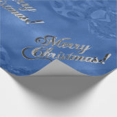Frohe Weihnachts-Imitate Silver Foil Script Blue Geschenkpapier (Ecke)
