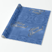Frohe Weihnachts-Imitate Silver Foil Script Blue Geschenkpapier (Ungerollt)