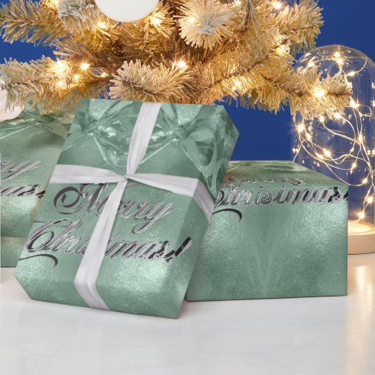 Frohe Weihnachts-Imitate Silver Foil Script Green Geschenkpapier (Feiertage)