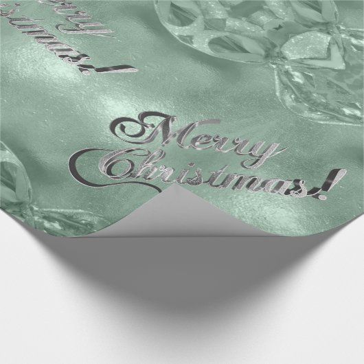 Frohe Weihnachts-Imitate Silver Foil Script Green Geschenkpapier (Ecke)