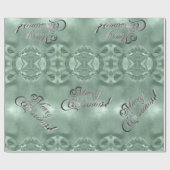 Frohe Weihnachts-Imitate Silver Foil Script Green Geschenkpapier (Flach)