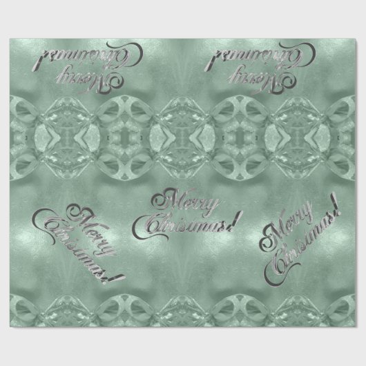 Frohe Weihnachts-Imitate Silver Foil Script Green Geschenkpapier (Flach)