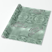 Frohe Weihnachts-Imitate Silver Foil Script Green Geschenkpapier (Ungerollt)