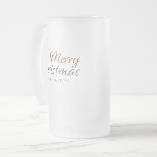 Frohe Weihnachts-Imitate Silver & Gold Glitzer Cus Mattglas Bierglas (Vorderseite Links)
