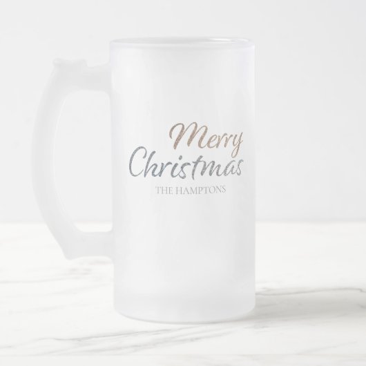 Frohe Weihnachts-Imitate Silver & Gold Glitzer Cus Mattglas Bierglas (Links)