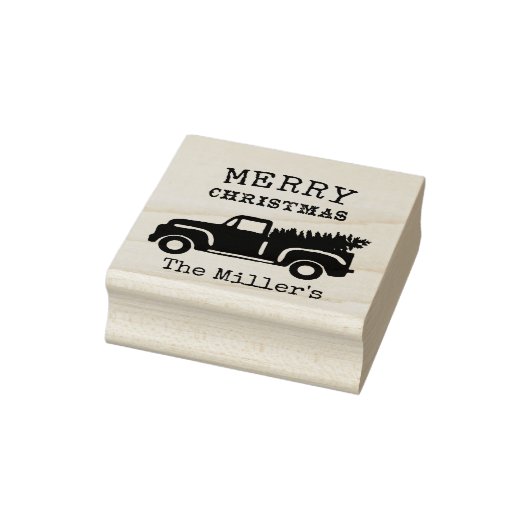 Frohe Weihnachts-Individuelle Name Farm Truck Gummistempel (Stempel)