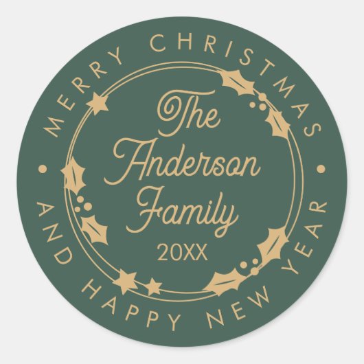 Frohe Weihnachts-Individuelle Name Jahr Script Wre Runder Aufkleber (Vorderseite)