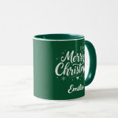 Frohe Weihnachts-Individuelle Name Moderner Script Tasse (VorderseiteRechts)