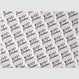 Frohe Weihnachts-Individuelle Name Pink Trendy Seidenpapier