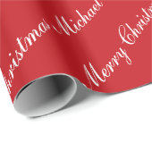 Frohe Weihnachts-Individuelle Name Red Chic Person Geschenkpapier (Rolleneckpunkt)