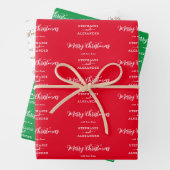 Frohe Weihnachts-Individuelle Name Red White Green Geschenkpapier Set (Beispiel)