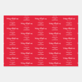 Frohe Weihnachts-Individuelle Name Red White Green Geschenkpapier Set