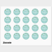 Frohe Weihnachts-Individuelle Name Simple Mint Blu Runder Aufkleber (Blatt)