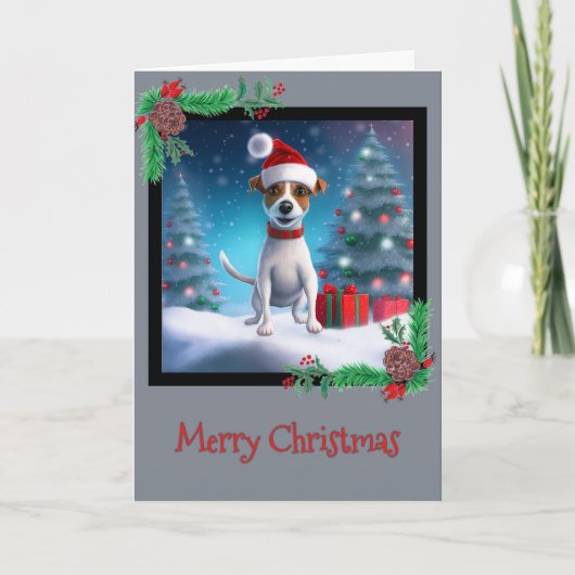 Frohe Weihnachts-Jack Russel Terrier Grußkarte Dankeskarte (Vorderseite)