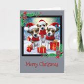 Frohe Weihnachts-Jack Russell Terrier Grußkarte Dankeskarte (Vorderseite)
