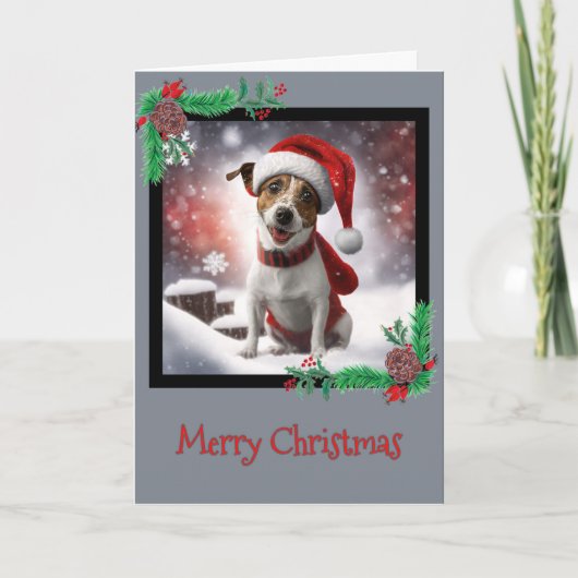 Frohe Weihnachts-Jack Russell Terrier Grußkarte Dankeskarte (Vorderseite)