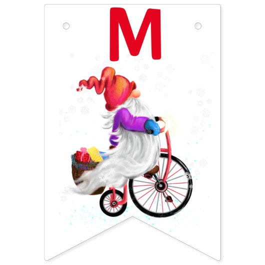 Frohe Weihnachts-Jagdfahnen mit Gnome mit Geschenk Wimpelkette (Zweite Fahne)