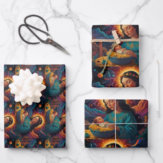 Frohe Weihnachts Jolly festliche Wrapping Paper Geschenkpapier Set (Vorderseite)