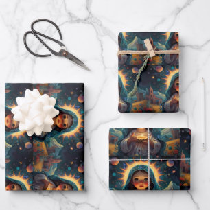 Frohe Weihnachts Jolly festliche Wrapping Paper Geschenkpapier Set