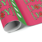 Frohe Weihnachts Joy Red Wrapping Paper Geschenkpapier (Rolleneckpunkt)