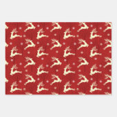 Frohe Weihnachts Jumping Reindeer Snow White Red Geschenkpapier Set (Vorderseite 3)