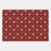 Frohe Weihnachts Jumping Reindeer Snow White Red Geschenkpapier Set (Vorderseite 2)