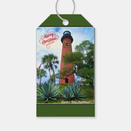 Frohe Weihnachts Jupiter Inlet Lighthouse Florida Geschenkanhänger (Vorderseite)