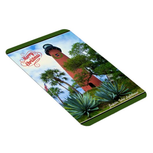 Frohe Weihnachts Jupiter Inlet Lighthouse Florida Magnet (Rechte Seite)