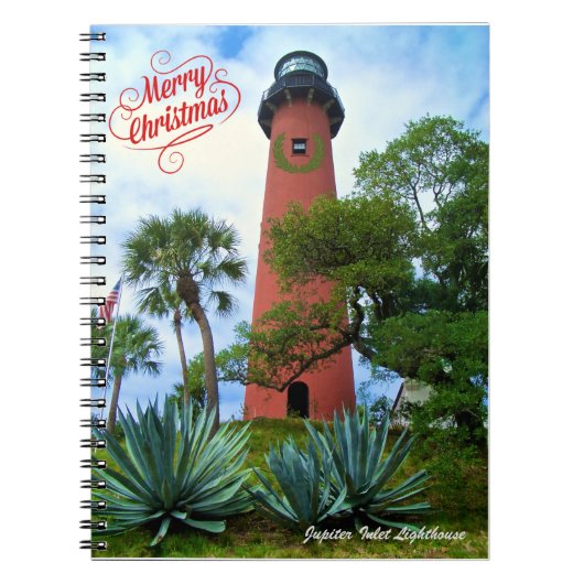 Frohe Weihnachts Jupiter Inlet Lighthouse Florida Notizblock (Vorderseite)