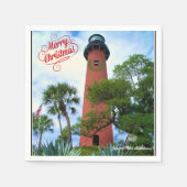 Frohe Weihnachts Jupiter Inlet Lighthouse Florida Serviette (Vorderseite)