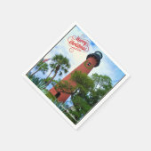 Frohe Weihnachts Jupiter Inlet Lighthouse Florida Serviette (Ecke)