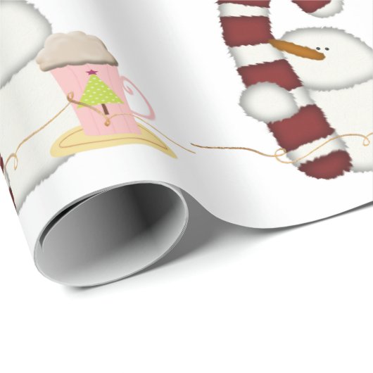 Frohe Weihnachts-Kaffee-Schneemann Wrapping Paper Geschenkpapier (Rolleneckpunkt)