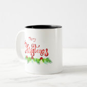 Frohe Weihnachts-Kaffee-Tasse Zweifarbige Tasse (Vorderseite Links)