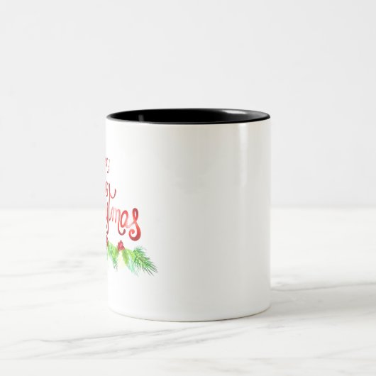 Frohe Weihnachts-Kaffee-Tasse Zweifarbige Tasse (Mittel)