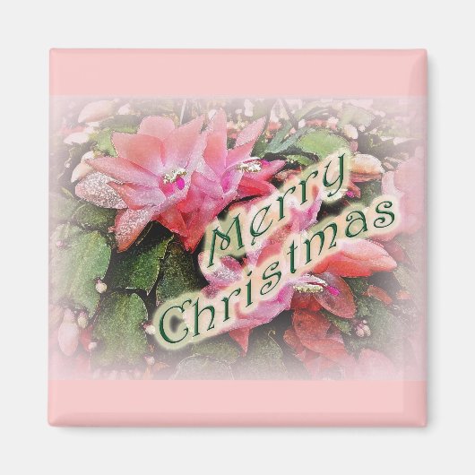 Frohe Weihnachts-Kaktus-Blume Magnet (Vorne)