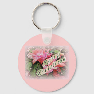 Frohe Weihnachts-Kaktus-Blume Schlüsselanhänger