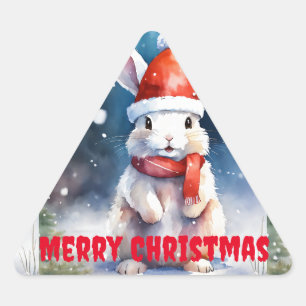 Frohe Weihnachts-Kaninchen-Triangle-Aufkleber - Dreieckiger Aufkleber