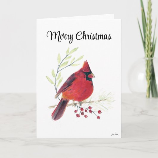 Frohe Weihnachts Kardinal Bird Holiday Card Karte (Vorderseite)