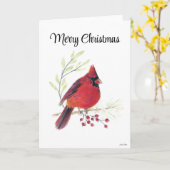 Frohe Weihnachts Kardinal Bird Holiday Card Karte (Gelbe Blume)