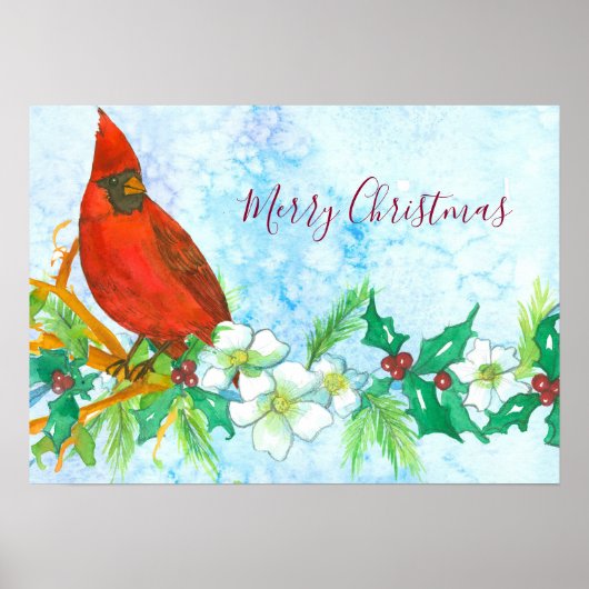 Frohe Weihnachts-Kardinal Bird Poster (Vorne)