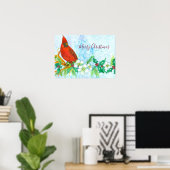 Frohe Weihnachts-Kardinal Bird Poster (Heimbüro)